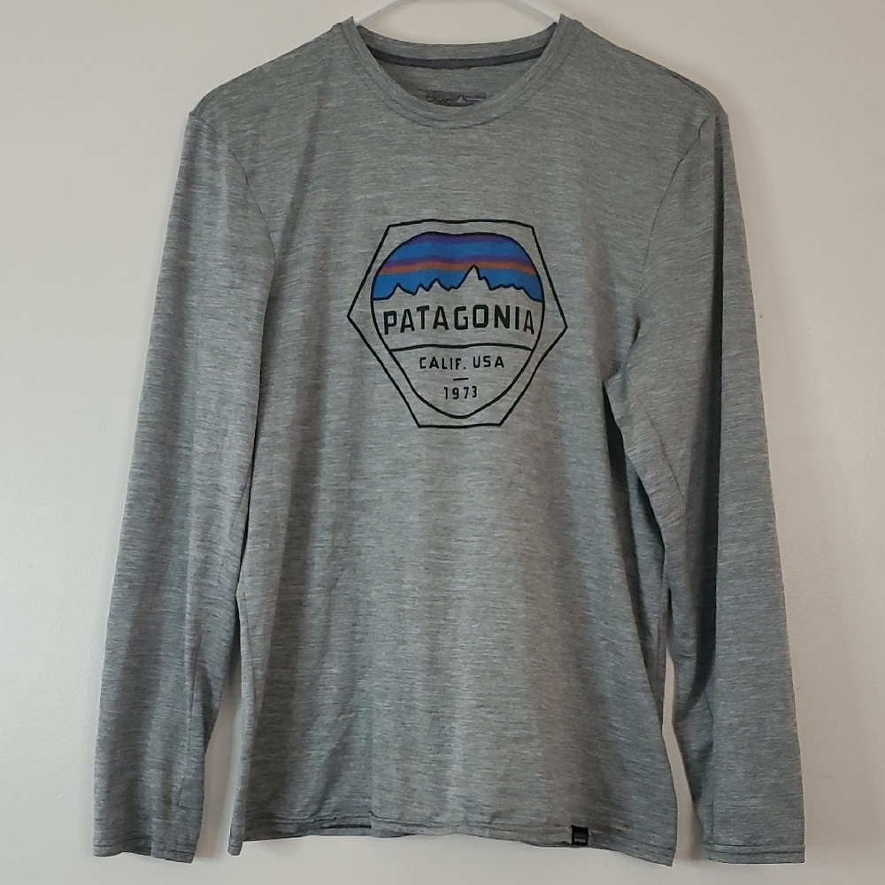 Patagonia Daily Capilene Baselayer Mens Longsleeve Size Small Grey Lightweight
